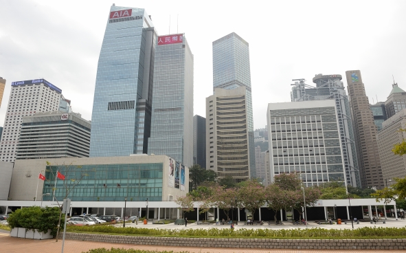 A close-up of Hong Kong City Hall